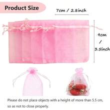 YQQ 100 Piezas Bolsas de Organza 7*9 CM Bolsa De Regalo con Cordón Organza Bolsas de Regalo Bolsas de Cordón Bolsas de Regalo para Joyas para Navidad Cumpleaños Fiestas Bodas Regalos Caramelos Auriculares Joyas Muestras Pequeñas rosa1190 - Rosa - Ver 2