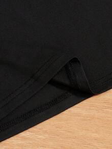 女童足球卡通女孩印花短袖T恤 - 黑色 - 查看 6