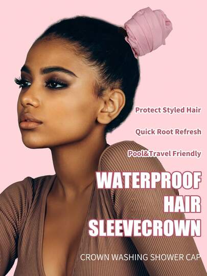 1pc Long Hair Shower Cap, Crown-Shaped Reusable Hair Washing Cap, Suitable For Ponytail, Quick Cleansing For Hair Roots, Ideal Accessory For Washing Hair With Ponytail