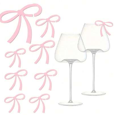 Bows Drink Tags Bow Wine Glass Charms Acrylic Bowknot Drink Tag For Bachelorette Birthday Wedding Tasting Party Decor Accessory