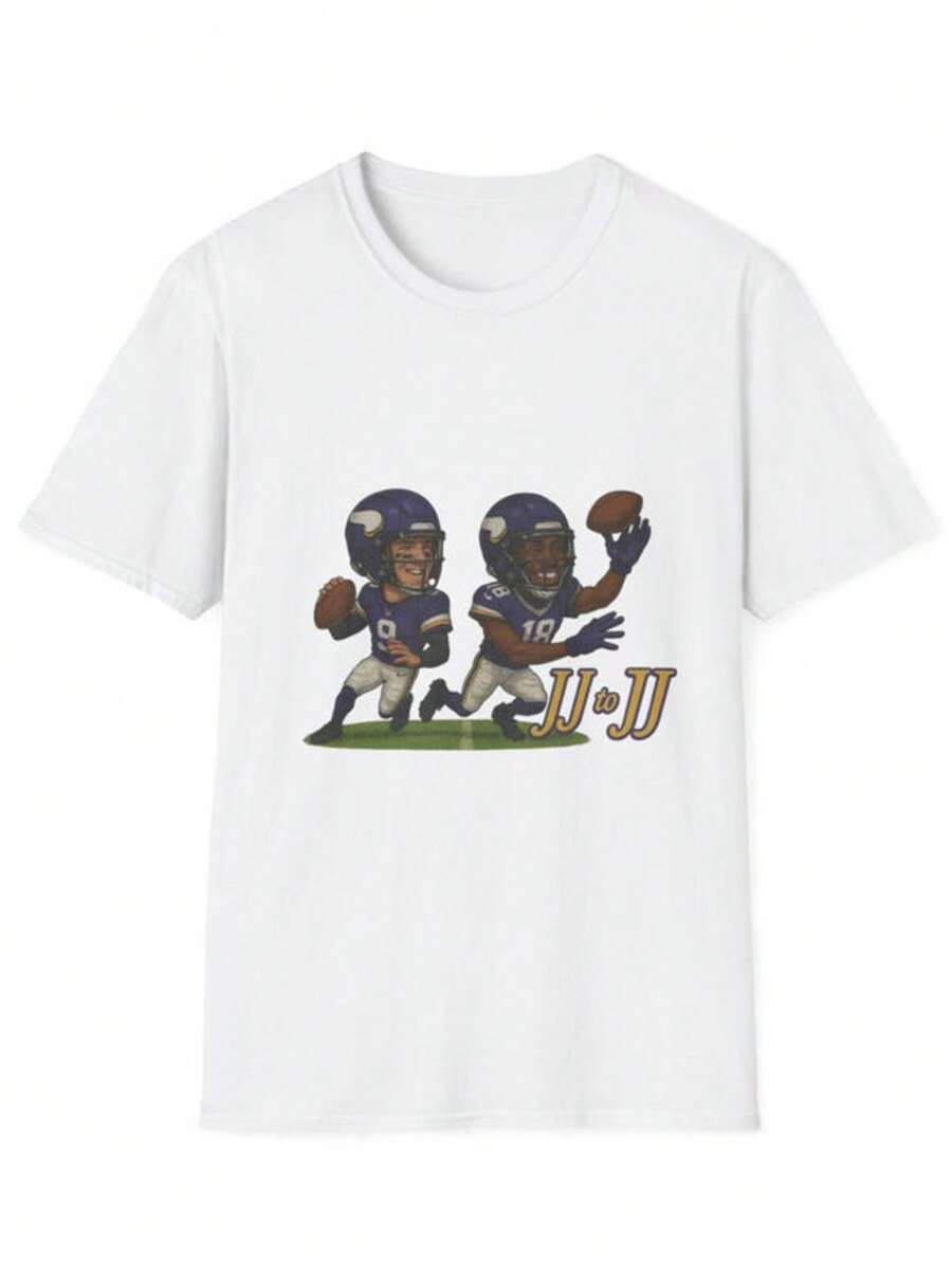 JJ McCarthy Jefferson Vikings Football Fan Unisex Softstyle T-Shirt, Sports Tee - 白色 - 查看 1