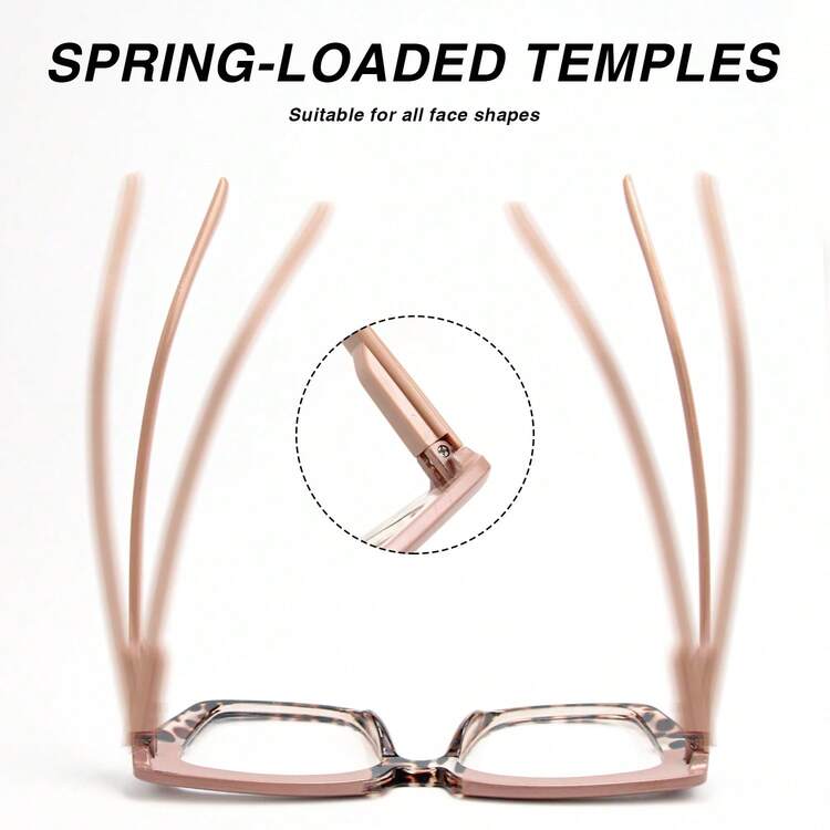 1pc Fashion Multifocal Reading Glasses For Women, 2-In-1 Progressive Multifocal Lens, Stylish Leopard Print Color Block Design, Comfortable Spring Hinged Temples, Vintage Versatile Bifocal Glasses - Green Tea - View 8