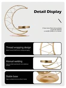 1个月亮图案金属香炉，创意现代简约香炉，礼品香炉，桌面装饰空气净化香炉 - 彩色 - 查看 8