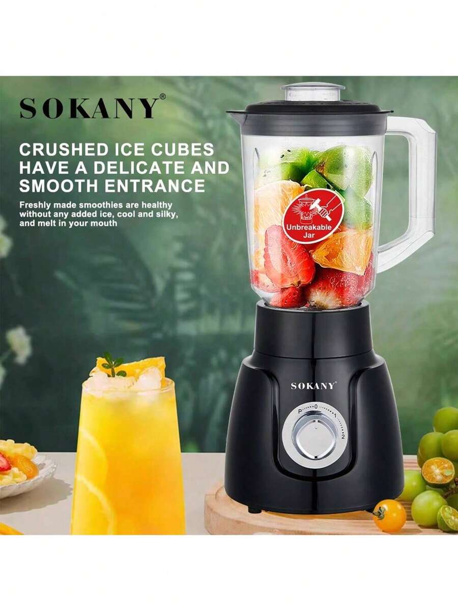 SOKANY185 Multi-Function Juicer, Fresh Juice Maker. Equipped With Grinding Cup, 2-In-1 Blending & Grinding Function. Two-Speed Adjustable Temperature Control, Powerful Motor, 1.6L Large Capacity. Suitable For Juicer/Cooking Machine/Food Supplement Machine/Ice Crusher/Coffee Bean Grinder.
