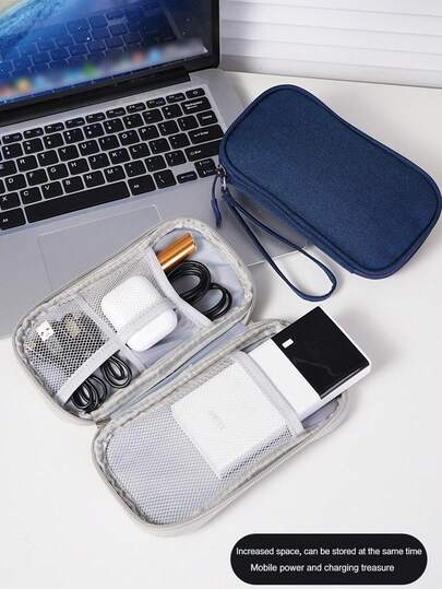 1pc Digital Accessories Storage Bag, Universal Travel Electronics Cable Organizer Pouch, Suitable For Phones, Data Cables, Coins, Jewelry, Categorized Storage, Power Banks, Mice, Chargers, Hard Drive Cases, Protective Cases, Earphone Cases/Charger Cases/Power Banks/Phone Chargers