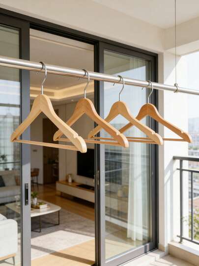 6 houten kledinghangers, kledingrek voor thuis, houten hanger, naadloos en antislip