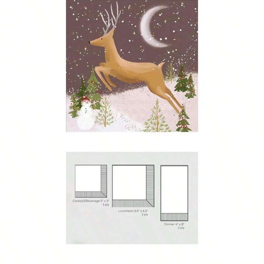 IHR Home Range - Servilletas desechables de papel de 3 capas para el almuerzo, 16,5 x 16,5 cm, banda de ratón, 20 unidades(ciervo (Leaping Deer) 6.5" x 6.5") - Multicolor - Ver 1