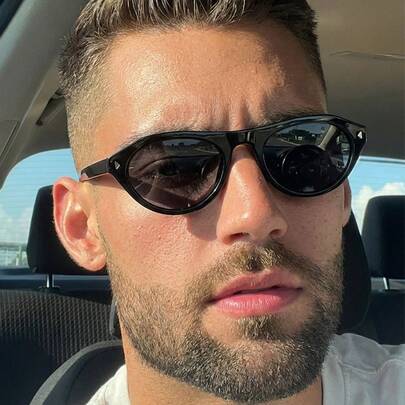 1副男士椭圆形小框简约时尚飞行员眼镜（适合驾驶、旅行、休闲、度假、户外运动、日常佩戴）