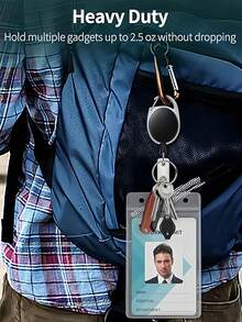 Retractable Badge Reel With Holder Clip Women And Men Retractable Key Ring Retractable Key Chain ID Badge Card Holder Oval-Shaped Pulling Key Chain Suitable For Work Id Card Credit Card Access Control Card ID Card And Key Storge Outdoor Camping Hiking Travel And Work Use Travel Accessories Outdoor Hiking Essential - Multicolor - View 4