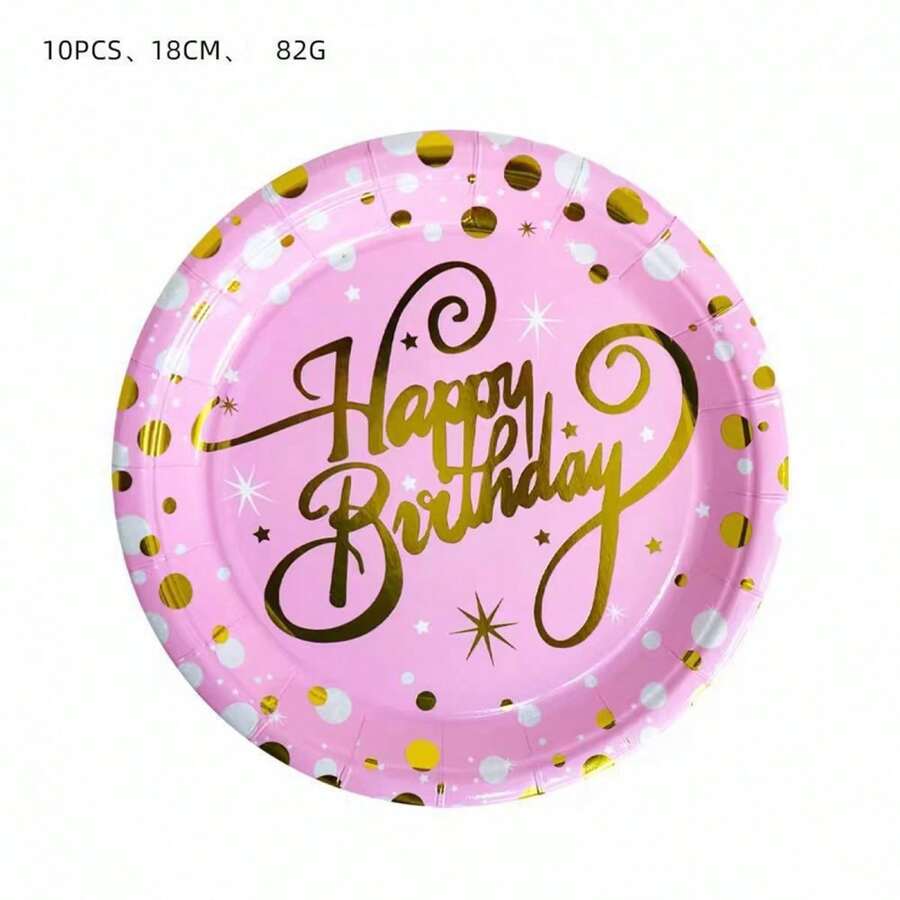Vajilla para fiestas temáticas de cumpleaños, vajilla desechable, pancartas, vasos, platos, servilletas, manteles, cuchillos, tenedores y cucharas. - Rosa - Ver 1