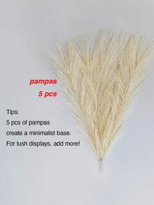 1pc Faux Silk Flower Bouquet Home Decor, Pink Floral With Green Leaves, Suitable For Wedding, Birthday, Anniversary Party, Tabletop, Living Room, Bedroom Decoration, Glass Vase - Khaki - View 15