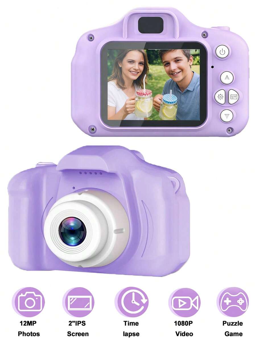 升级版1080P高清数码相机，配备2英寸屏幕，支持视频录制、DIY相框和多款游戏，是送给女孩的完美新年/生日/节日礼物。可爱便携，男女皆宜。内置150mAh可充电电池，是绝佳的生日礼物之选。 - 紫色的 - 查看 1