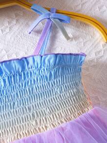 Baby Girls' Tie-Dye Mesh Patchwork Bodysuit, Spring/Summer