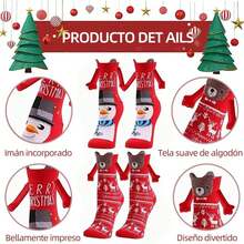 2 pares de Calcetines Divertidos de Navidad, Divertidos Calcetines Magnéticos de Navidad, Calcetine de Mano, Lindos Calcetine Magnéticos para manos, regalos de Navidad para mujeres y hombres - A - Ver 3