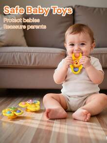 3pcs/Set Suction Cup Rotating Toys, Baby Toys, Rotating Toys, Sensory Toys, Early Education Toys, Bathtub Toys, Highchair Toys, Birthday Gifts For Baby Boys And Girls, Suitable For Daily Use - Huang Zhuanzhuanle - View 5