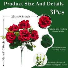 3/6pcs 13.78 Inch Artificial Gerbera Daisy Bouquet - Lifelike Flower Heads, Realistic Faux Floral Decor For Garden, Patio, Porch, Planters And Indoor/Outdoor Decoration, Artificial Plants Flowers, Valentine''s Day Gift - Multicolor - View 16