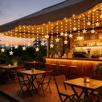 1 st USB-driven 120 LED-stjärngardinljusslinga med fjärrkontroll - Stjärnklara hängande dekorativa ljusslingor för fönster, vägg, sovrum, ramadan och högtidsfestdekoration