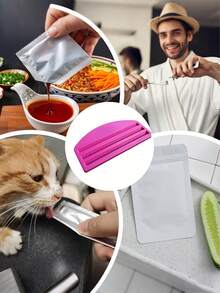 猫粮挤压器，重型塑料宠物食品分配器，带防滑底座、易开盖，无需组装，设计紧凑，不含电池 - 多色 - 查看 7