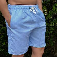 Men's Bermuda Shorts In Thick Tactel Fabric With Drawstring And Knot - 淺藍色 - 查看 6