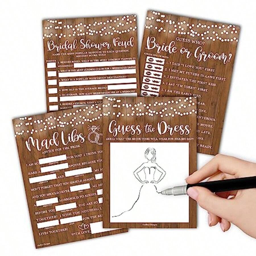DHadley Designs Rustic Bridal Shower Games For 20 Guests Fun And Hilarious Bridal Games For Showers Wedding Shower Engagement Classy Party Activities - 如圖 - 查看 1