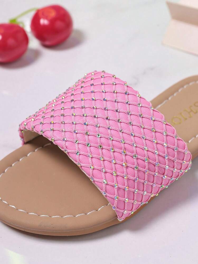 1 双女童平底凉鞋，夏季百搭沙滩鞋 - 粉色 - 查看 6