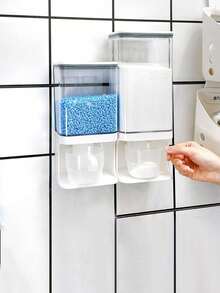 1pc Powder Detergent Storage Box, Transparent Dispenser For Grains And Sundries, Suitable For Storing Red Beans, Bathroom, Kitchen Food, Wall-Mounted Laundry Liquid Dispenser - Multi-Functional Storage, Can Store Laundry Fragrance Enhancer, Comes With Cup - Multicolor - View 4