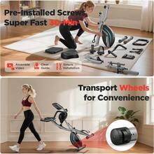 FEIERDUN Folding Exercise Bike, 5 IN 1 Stationary Bikes For Home 6.6 LBS Flywheel, 330LB Weight Capacity Back Support Cushion Indoor Workout Cycling Bike For Home Gym - 灰藍色 - 查看 5