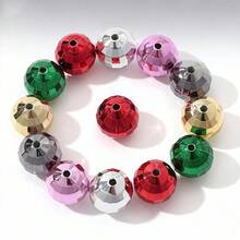 10 piezas Juego de cuentas acrílicas multicolor - Cuentas redondas facetadas brillantes de 16 mm, kit de moda DIY para hacer pulseras, collares, bolígrafos, ideal para vacaciones, cumpleaños, regalos de fiesta - Multicolor - Ver 7