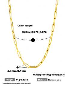 1 chiếc dây chuyền vàng tối giản, dây chuyền đeo cổ nữ, dây chuyền đa năng, dây chuyền kiểu kẹp giấy, dây chuyền đeo nhiều lớp, dây chuyền dạng chuỗi - Vòng cổ - Xem 4