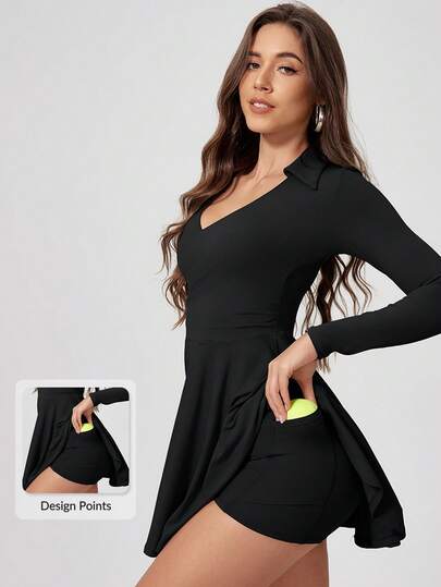 MASKERT Vestido deportivo para mujer, conjunto de yoga, vestido de tenis, shorts a juego cómodos y amigables con la piel