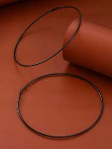 1對女性性感誇張超大圈耳環，派對和日常龐克風格配飾 - 銀色 - 查看 10