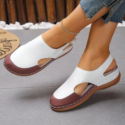 Sandal thể thao ngoài trời nữ mới năm 2026, sandal đế xuồng hở mũi màu trắng và đỏ tía thời trang mùa hè đa năng, quai điều chỉnh được, giày nữ thanh lịch cho sinh hoạt hàng ngày, hoạt động ngoài trời, đi biển, du lịch.
