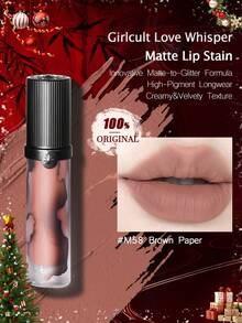 GIRLCULT Love Whisper 哑光唇釉 #M58 棕裸色 | 创新哑光转亮泽配方 | 丝绒般柔滑质地 | 3.8克（0.13盎司）唇膏，礼盒套装