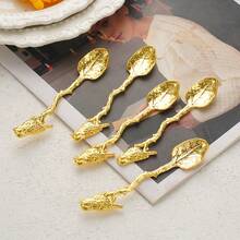 5 Stück zarte Vogel-Zweig Kaffee-Löffel mit langem Griff, vintage Tier-förmiger Tee-Rührlöffel, europäischer Wald-Stil Dessert-/Kuchenlöffel, Haushalts-Tee-Pause Geschirr - Verschiedenfarbig - Übersicht 6