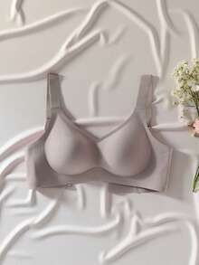 Bộ 2 áo ngực thể thao thoải mái tối giản dành cho nữ, không gọng, màu trơn - Bụi tím - Xem 5