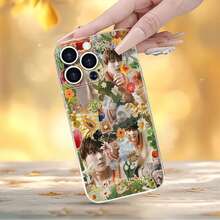 Collage de una persona, flores y comida. Esta elegante funda es compatible con los modelos  16, 15, 14 Pro Max, 13, 12, 11, XR y XS Plus. Fabricada en silicona TPU, ofrece protección contra golpes y caídas, además de una sensación superior. Es un regalo ideal para familiares, amigos y seres queridos, y una opción perfecta para Navidad. - transparente - Ver 5