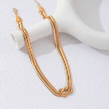 1pc Simple Versatile Snake Chain Necklace, Metal Design Fashionable Jewelry For Women, Suitable For Daily Wear, Hanging Out, And Gatherings - Vàng - Xem 4