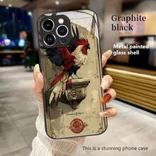 Estuche para teléfono con diseño de pájaro majestuoso Compatible con estuches para teléfonos   17  16 Pro Max  15 Pro Max  13 y  12 Material de vidrio de alta definición Protección contra golpes y caídas Un gran regalo para familiares, amigos, seres queridos, novios, novias y para Navidad - Negro - Ver 1