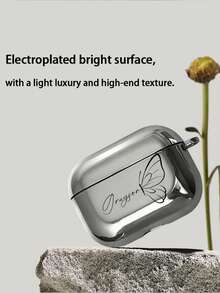 1pc Customized Electroplated Silver Earphone Case, Personalized Halloween Theme Design, Small Ghost, Fashionable Halloween Item