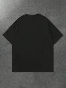 Lonblece Men Short-Sleeved T-Shirt Black Round Neck Print Young Round Neck T-Shirt Suitable For Daily Spring And Summer - Black - View 4
