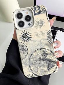 1pc Fashionable Personalized Map Graphic Design Shockproof Milky White Liquid Straight Edge TPU Phone Case Compatible With IPhone 16 Pro Max/16/16 Pro/16 Plus/15/15 Pro Max/15 Pro/11/12/13/14 Pro Max/11 Pro/11 Pro Max/12 Pro/12 Pro Max/13 Pro/13 Pro Max/14 Pro/14 Pro Max, Soft Case With Premium Feel - Multicolor - View 1