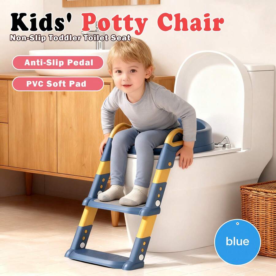 Children's Toilet Seat, Foldable Potty Training Toilet Seat With Step Stool For Toddlers - Multicolor - View 1