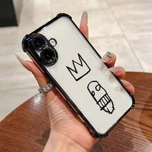 Fashion Basquiates Art Phone Case For IPhone 16 15 14 13 12 11 Pro Max X XR XSMAX 8 7 Plus Shockproof Transparent Soft Back Cover - [銀色的] - 查看 4