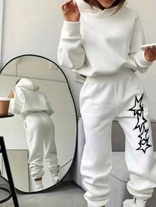 Calça Moletom Estampada Feminina Gringa Streetwear Com Bolsos Estrelas Conforto e Estilo Com Cordão Ajustável