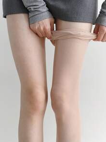 1双女士纯色丝袜/连裤袜 - 色彩鲜艳、性感、轻薄、抗起球、耐穿、超透明腿部配件，夏季紧身裤打底裤，时尚性感全长无缝袜，非常适合日常约会和外出穿着。 - 杏色 - 查看 7