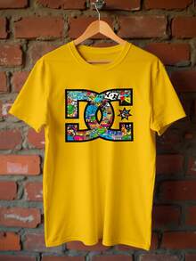 Basic DC Collage Unisex T-Shirt DTF Ref4227 - Yellow - View 3