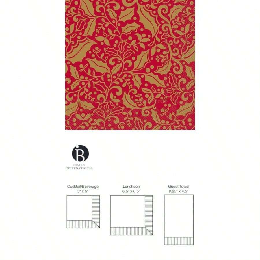 IHR Home Range - Servilletas desechables de papel de 3 capas, 8.5 x 4.5 pulgadas, corona de arándano, 16 unidades(Brillo navideño (rojo y dorado) 6.5" x 6.5") - Multicolor - Ver 1