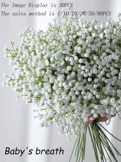 100pcs White Gypsophila Artificial Flowers, White Baby's Breath Fake Flowers, Bulk Artificial Baby's Breath Flowers For Home Decor, Tabletop Decor, DIY Floral Arrangements, Wedding And Party Decorations, Indoor And Outdoor Garden Decoration