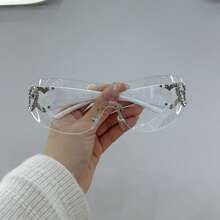 1 件装塑料无框时尚装饰眼镜，适合夏季海滩度假、户外、旅行 - 淺灰色 - 查看 5