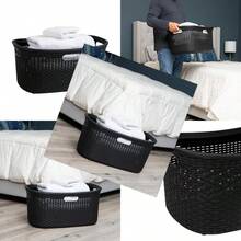 Mind Reader - Cesta de ropa de 40 litros diseño de mimbre premium plástico color negro - Negro+Único - Ver 8